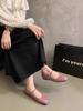 Fashion Flat Shoes for Women 2025 Spring and Autumn French Square Toe Silver Mary Jane Plus Size Women's Shoes Zapatos Mujer ladies