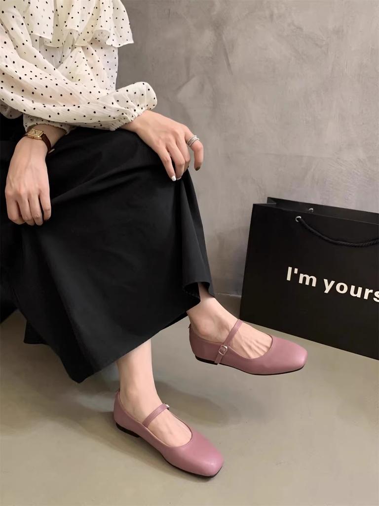 Fashion Flat Shoes for Women 2025 Spring and Autumn French Square Toe Silver Mary Jane Plus Size Women's Shoes Zapatos Mujer ladies