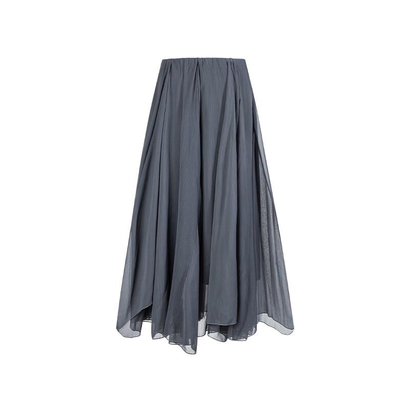 Navigare Women's Flowy Pleated A-line Maxi Skirt