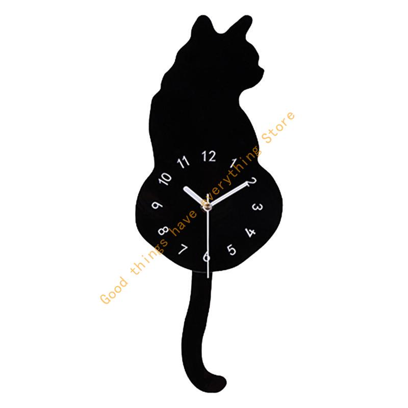 

Wall Clock with Swinging Tail Silent Decorative Acrylic Battery Operated Easy to Read for Indoor Hotel Home Cafe Decor 55KF