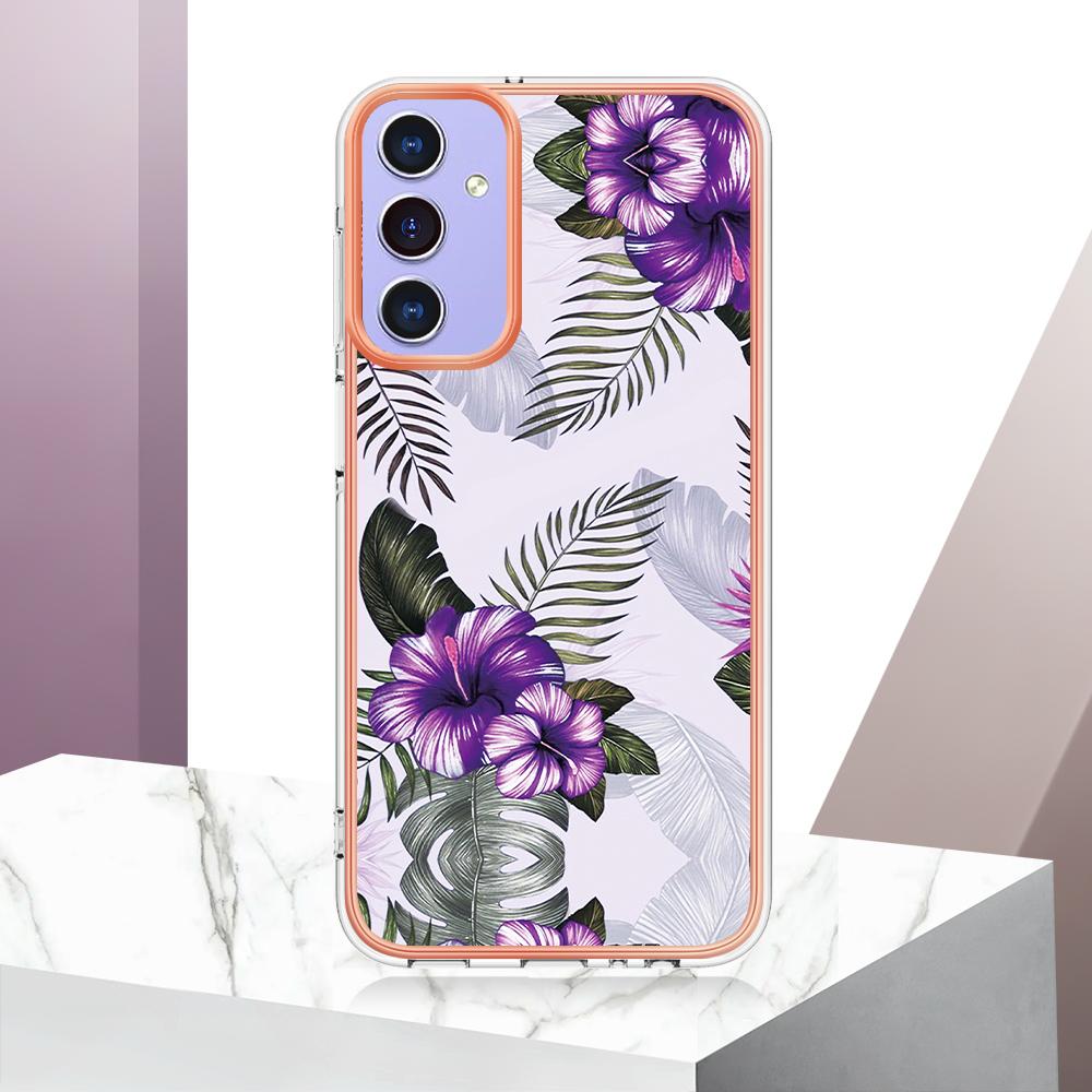 For Samsung Galaxy A15 5G Case with IMD Marble Flower Pattern TPU Mobile Back Cover