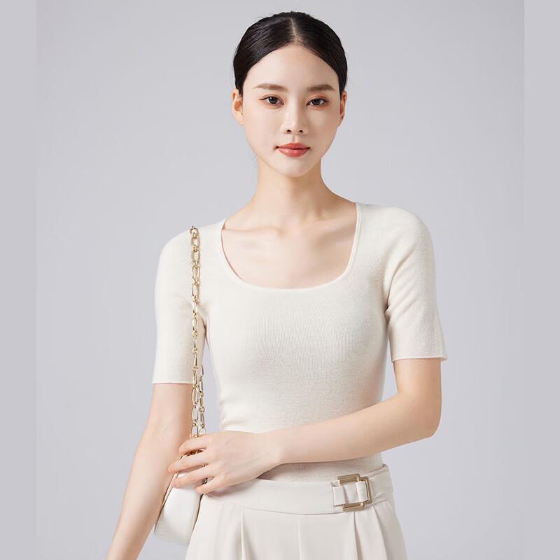 Women's 100% Wool U-Neck Slim Fit Pullover Sweater