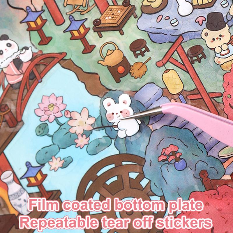 1Set Cartoon Cute Landscape Stickers Cabin Scene Diy Game Stickers Hand Account Decoration Stickers Creative Diy Stickers