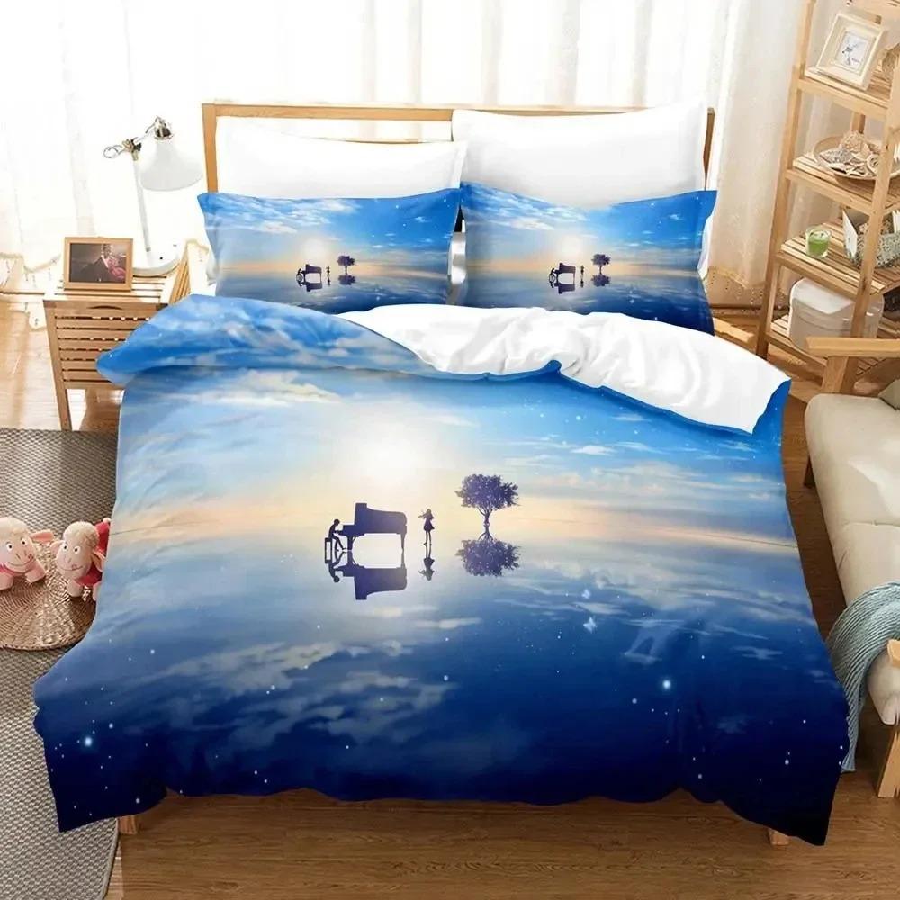 Cozy SkinFriendly Twin Queen Anime Your Lie in April Boys Girls Size Bed Kids Adult Fashion Home Textileextile Quilt