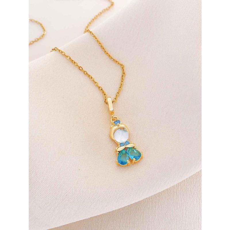Necklace Women's Summer Aurora Miniature Zirconium New Titanium Steel Necklace Fashion Accessory High-end Lockbone Chain