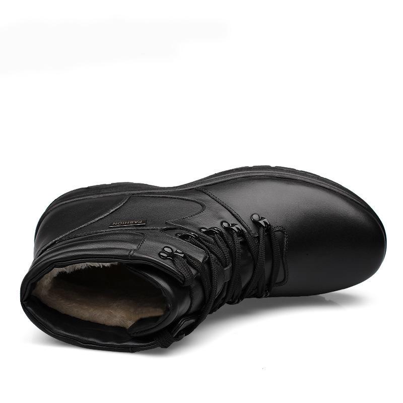 Men's Winter Martin Boots with Velvet Lining - Warm, Casual, High-Top, Round Toe, Large Sizes Available