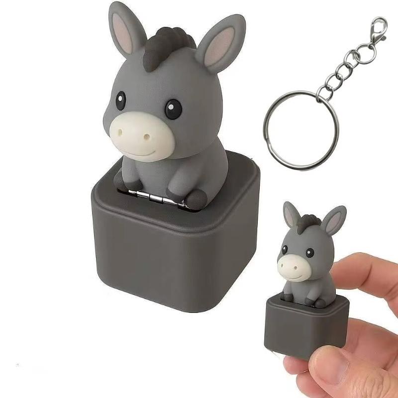 Creative Cartoon Decompression Keychain Toy Sound Button Monkey Lamb Design Portable for Outdoor Stress Relief