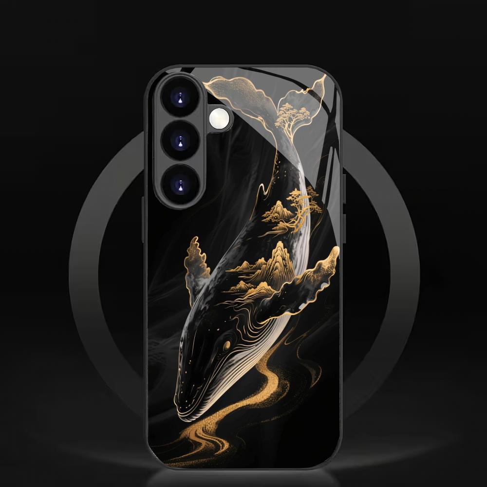Ozean Wal Gehärtetes Glas Handyhülle Geeignet für Samsung Galaxy S26 S25 S24 S23 S22 S20 FE/Ultra/Plus5G Anti-Drop Rückseite