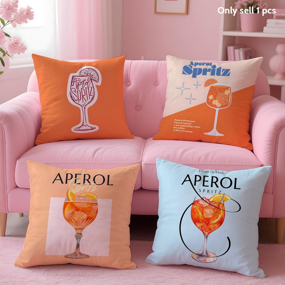 Federa per Cuscino Aperol Spritz Classico Morbido Peluche Corto Stampa Double-Sided Decorazione per la Casa Federa Lavabile in Lavatrice Regalo