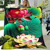 1pc Soft Warm Comfortable Lotus Print Blanket - Lightweight Home Travel Office All-Use, Digital Print Design, Ideal Gift for Friends And Family