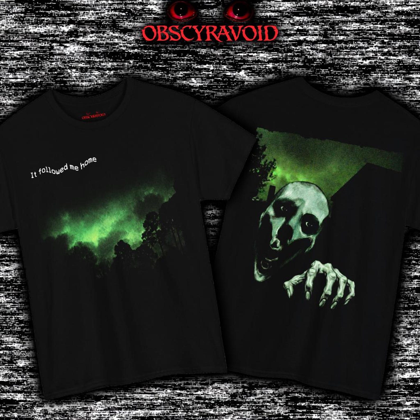 It Followed Me Home T-Shirt Front Back Horror Tee, Creepy Forest Glow Shirt Analog Horror XL