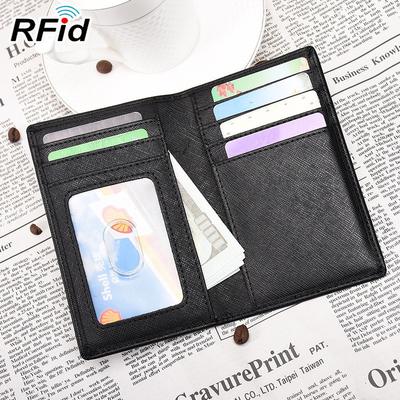 Slim RFID Blocking Wallet for Men and Women Ultra-Thin Bifold Split Cowhide Mid-length 13cm Card Holder with Multi-Card Slots Mini Compact Design