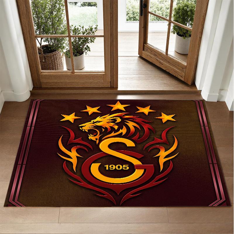 Galatasaray FC Design Crystal Velvet Rug Soft Decorative Mat for Bedroom Entrance