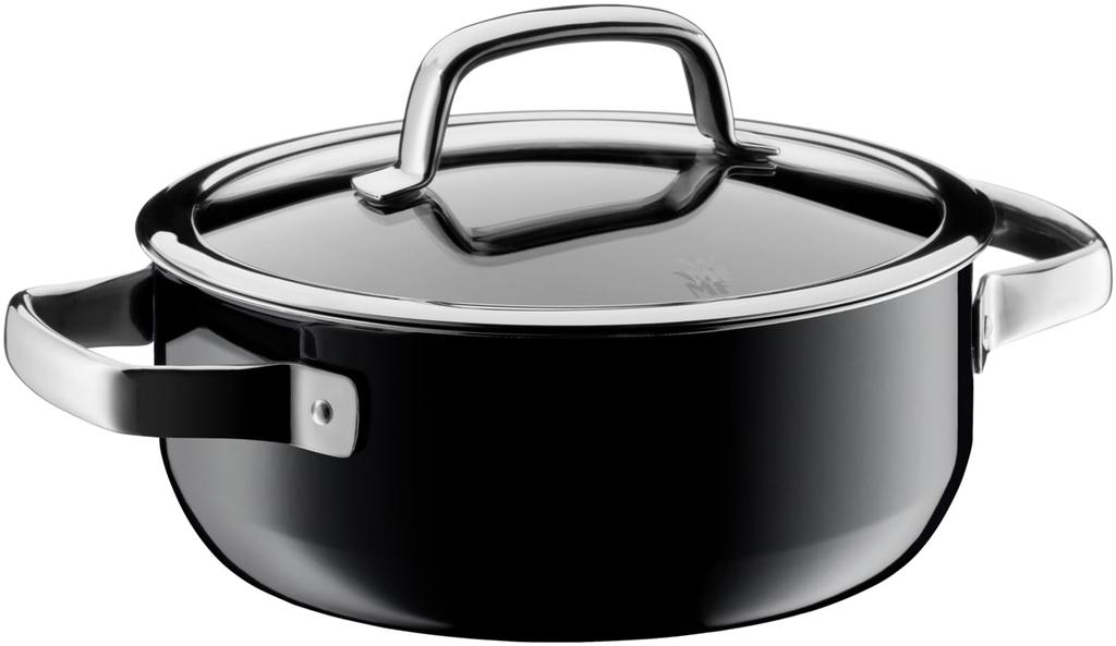 WMF FusionTech Mineral Low Casserole BL induction and gas waterless made with natural mineral made in product number W0514555290 (Black), 20cm,