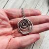 Retro Creative Sliver Color Irregular Geometry Hollowed-out Circular Vortex Pendant Necklace for Women Men Personality Jewelry