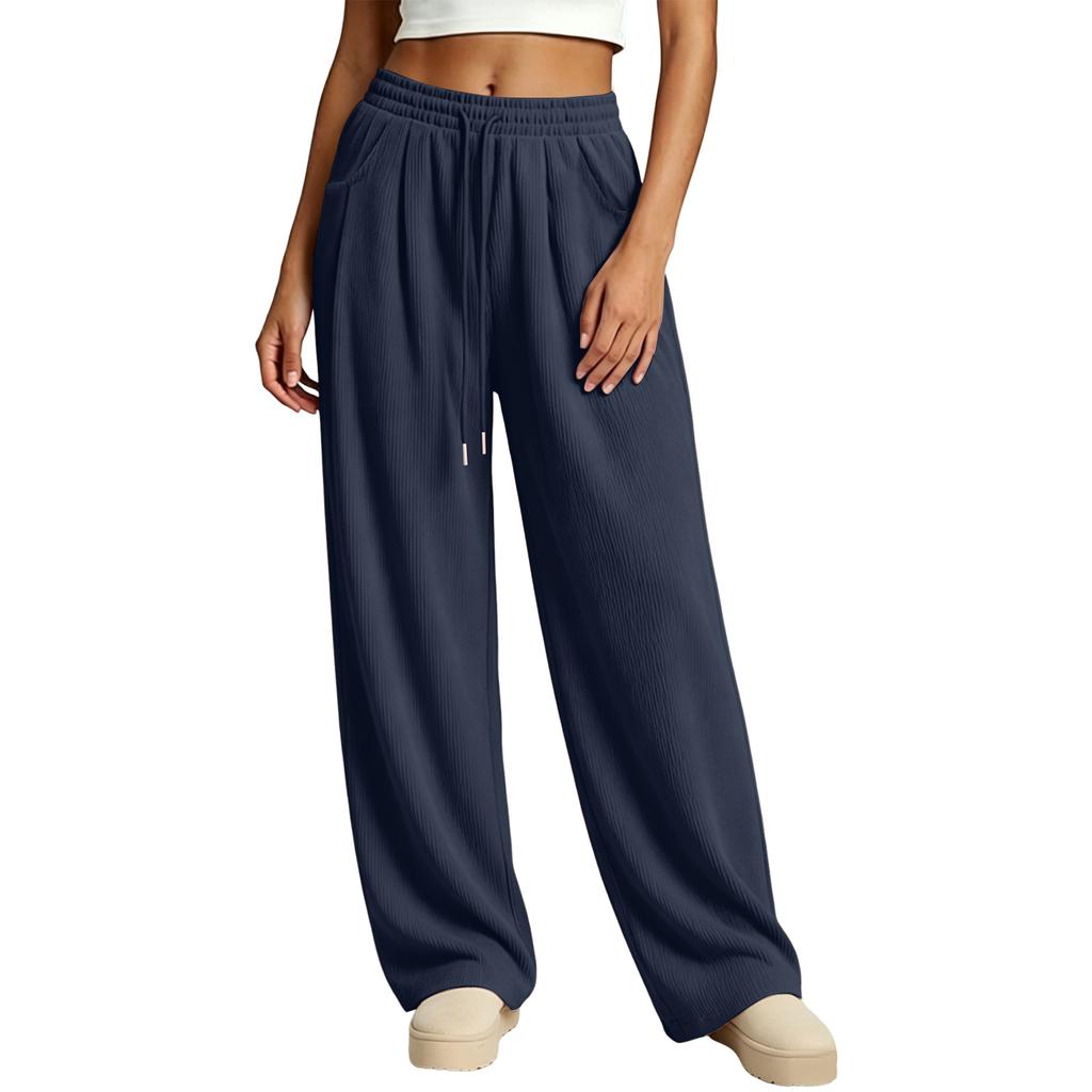 Women's Corduroy Pants Loose Fit Flowy High Waisted Casual Trousers for Everyday Wear