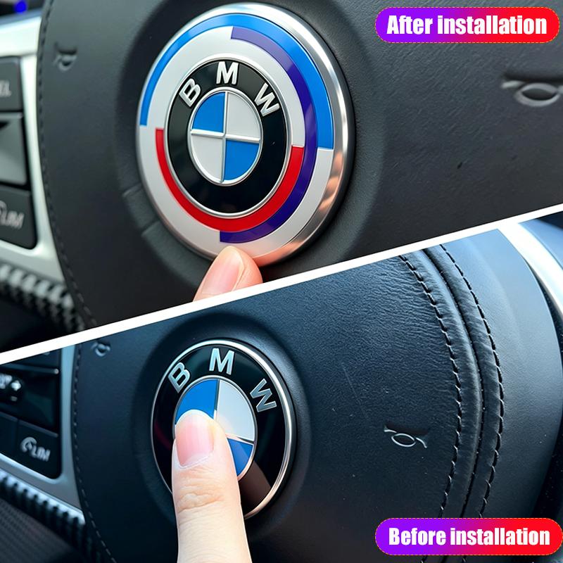 1Pcs 46mm Car Steering Wheel Decoration Badge Sticker Logo Accessories For BMW E46 E90 E60 F30 F10 E39 E36 E87 F20 E90 E70 G30