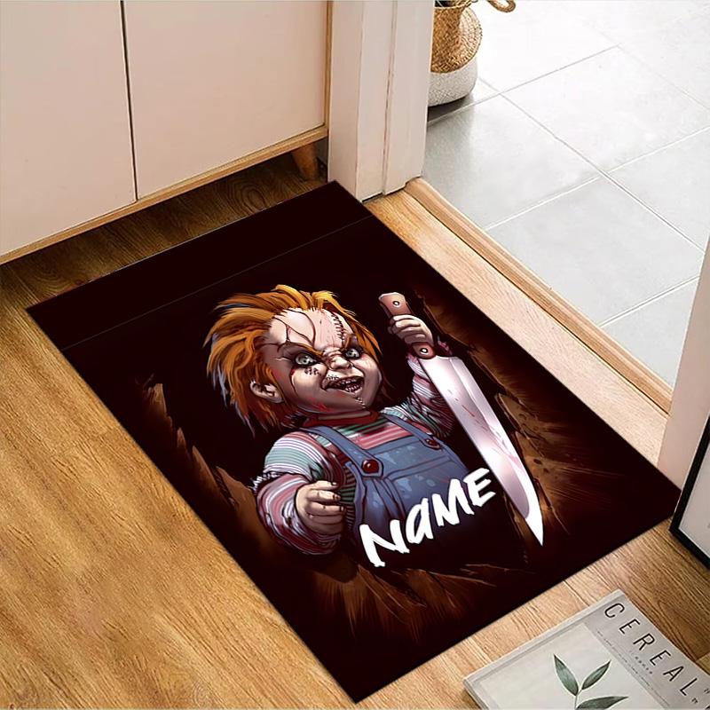 Custom Name Chucky's Bloody Tale Rug for Living Room, Game Rooms, Office, Bedroom, Floor Mat Playful Design, fan gifts Christmas decor