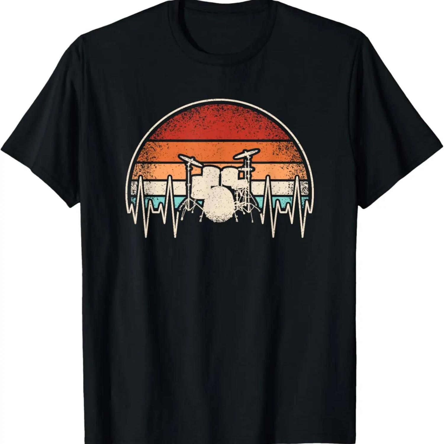 

Барабаны Сердцебиение Барабанщик Перкуссионисты Ретро Барабан Барабанный бой Футболка XXXXXL чёрный