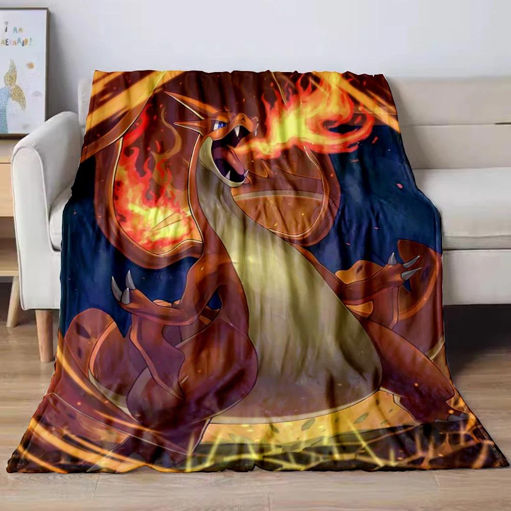 31 Style Anime Pokémon Charizard Cartoon Flannel Blanket for Sofa Home Sofa Student Blankets Children Student Nap Girl Kids Gift