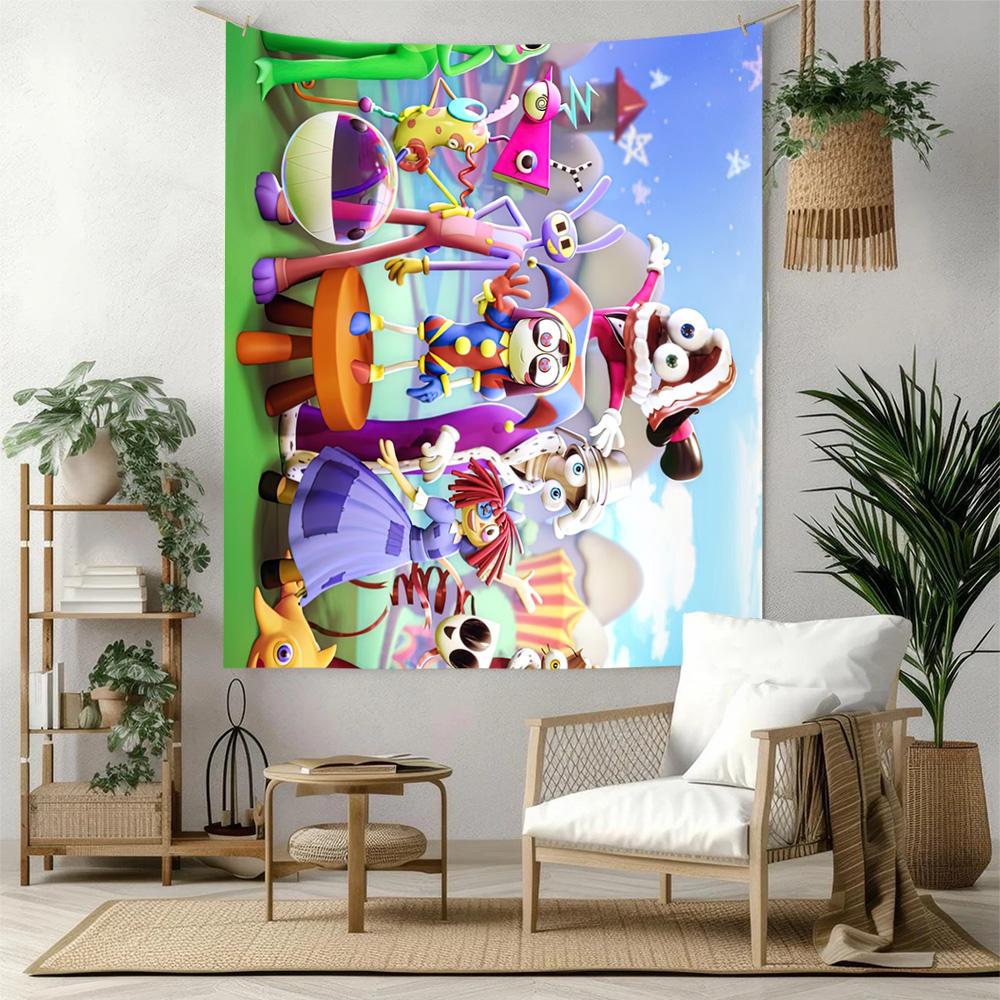 Digital Circus Wall Decor Tapestry Art For Pet Memorial Birthdaywedding Party Backdrop Family Gift