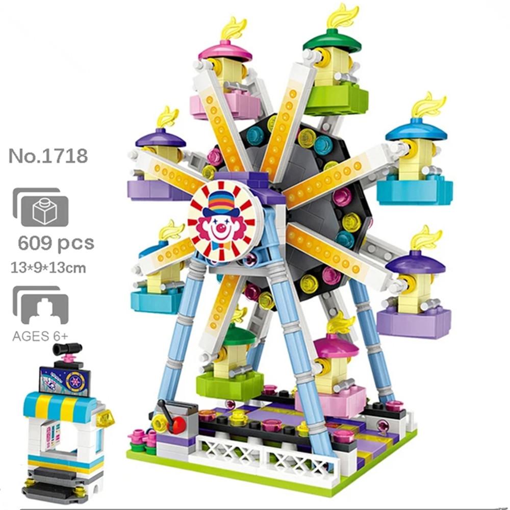 Loz Building Blocks Ferris Wheel Toys A Carousel Plastic Assembly Blocks Children Toy Educational Diy Architecture Model 1718