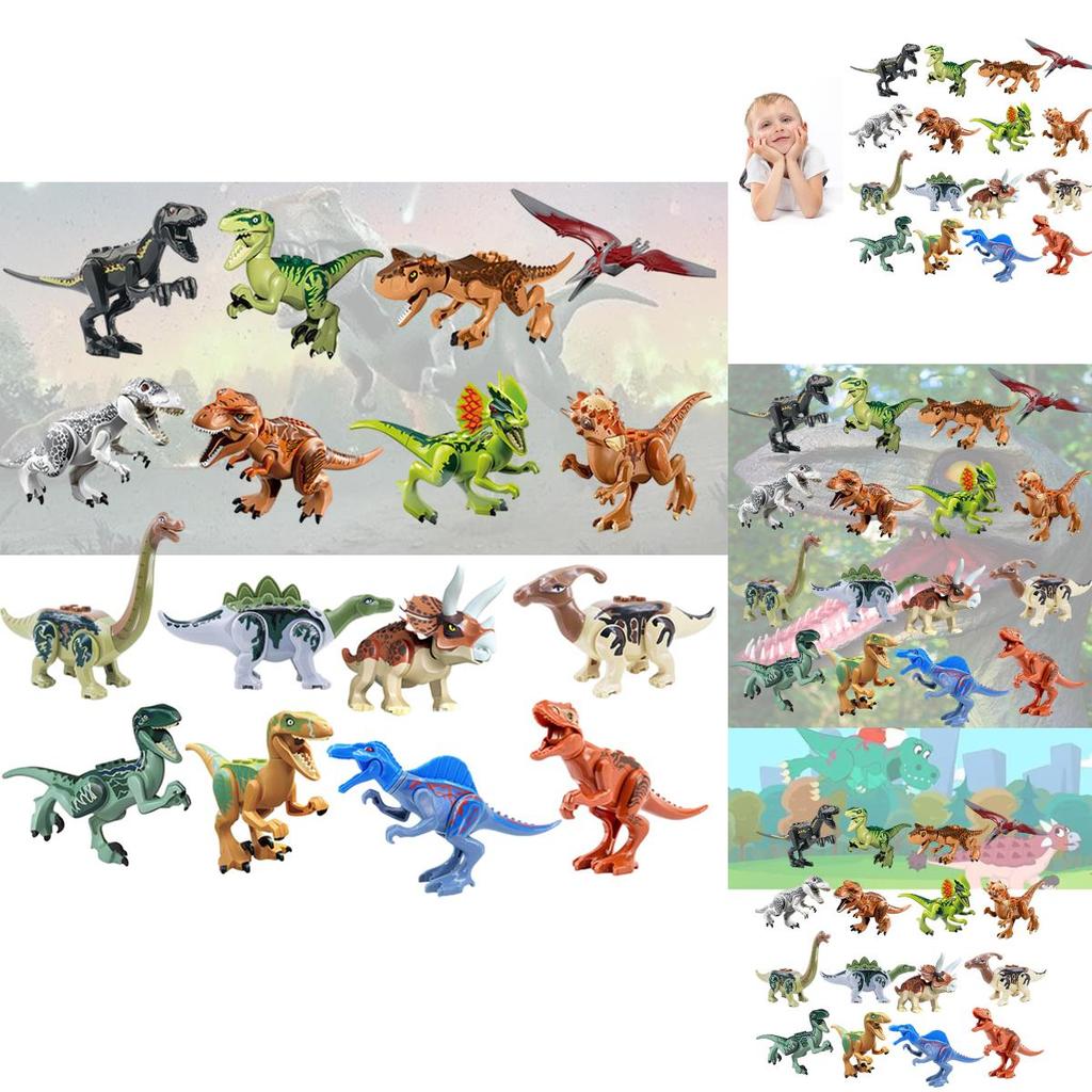 Moc Dinosaur Building Block Set Tyrannosaurus Rex Stegosaurus Pterodactyl Triceratops Velociraptor Diy Toy Bag
