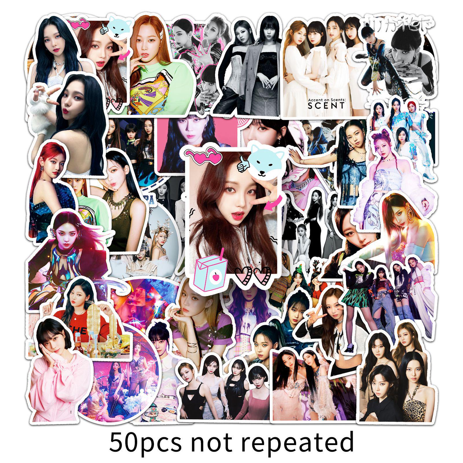 Aespa Girl Group Star Stickers - 50 Trendy, Colorful Sheets for Suitcases & Phone Cases
