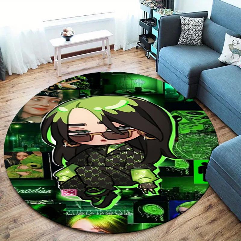Billie Eilish Round Area Rug,Carpet Rug for Living Room Bedroom Sofa Playroom Decor,Non-slip Floor Mat