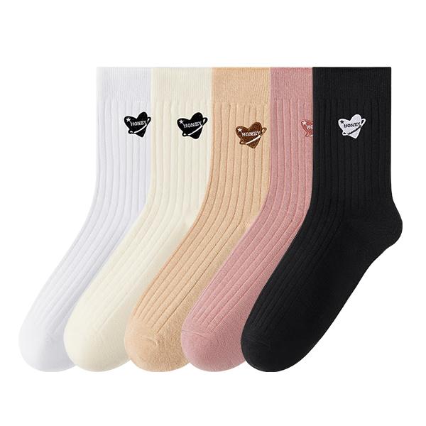 [100% Pure Cotton 10A ] Women's Socks, Breathable And Odor-Resistant, Sweat-Absorbing Embroidered Slouchy Mid-Calf Socks