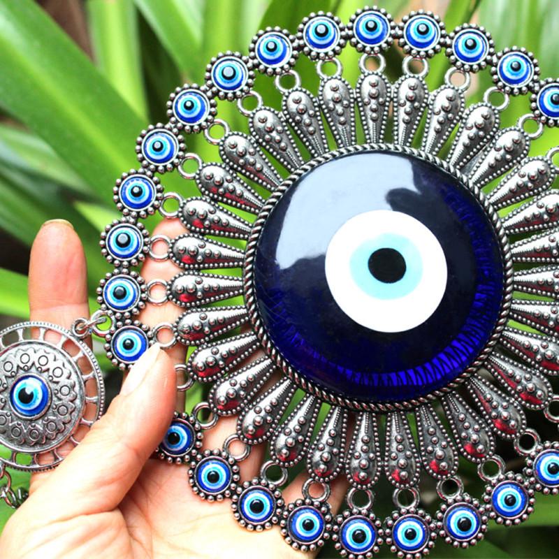Nordic Hanging Pendant Metal Retro Blue Turkish Eye for Living Room Wall Decoration