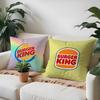 Food b-Burger King Pillow Case Anti-dustmite Pillow Invisible Zipper Silky Short Plush Sofa Cushion Cover