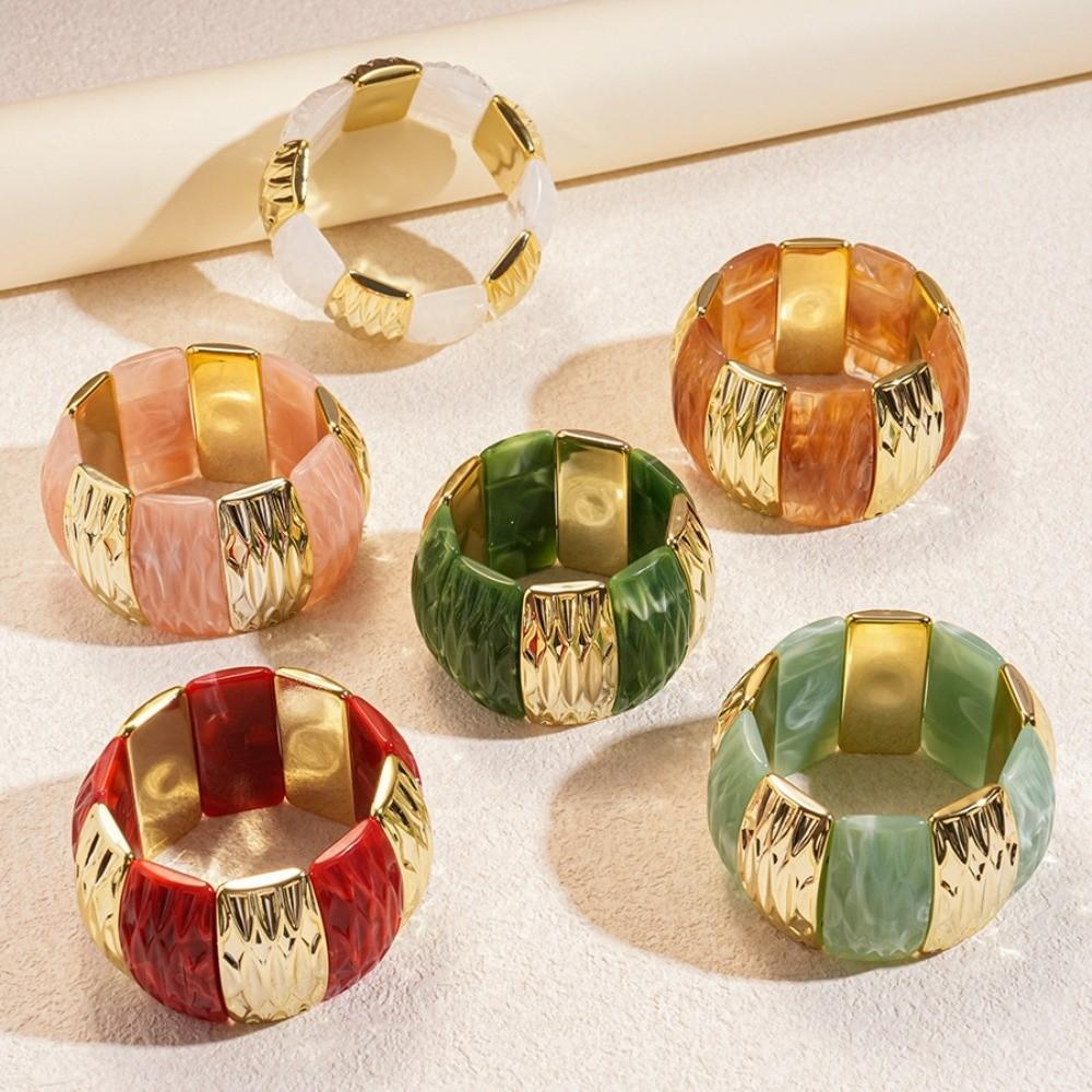 Bohemian Acrylic Bangle Smudging Retro Hand Ring Creative Irregular Wide Bracelet  Decoration