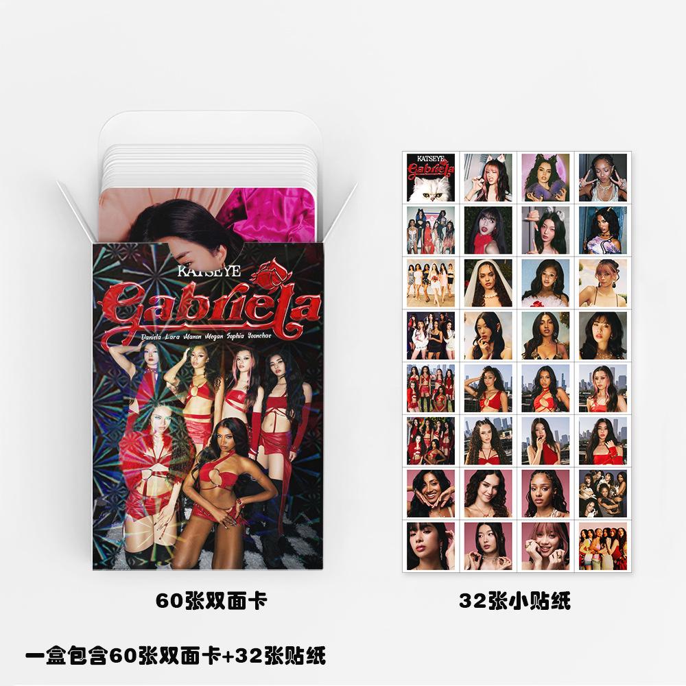 Skzoo 60+32Pcs KATSEYE 60 Lomo Cards 32 Decals Beautiful Chaos Comeback International Girl Group Support Photocard Collector