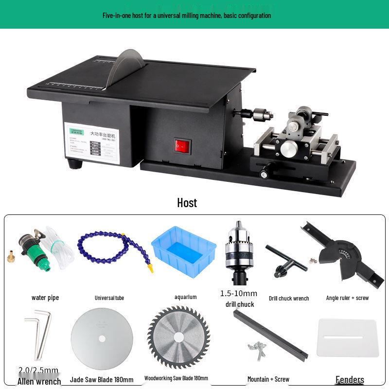 VDN1850W Jade Grinding & Cutting Machine: Multifunction Small Bench Grinder, Engraver, Table Saw, and Polisher.