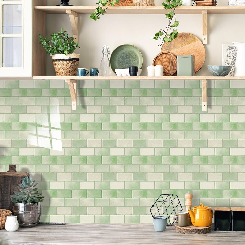 10Pcs Modern Minimalist Mosaic Stick on Backsplash for Kitchen," Peel and Stick Self Adhesive Wall Tiles Back Splashes for Bathroom Brown Marble Look
