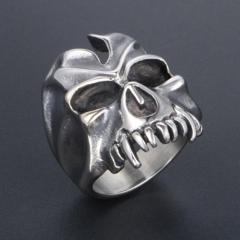 Skull, Ghost Head Ring, Punk Style Retro Skull Ring Opening Adjustable European and American Cross-border Old Ring