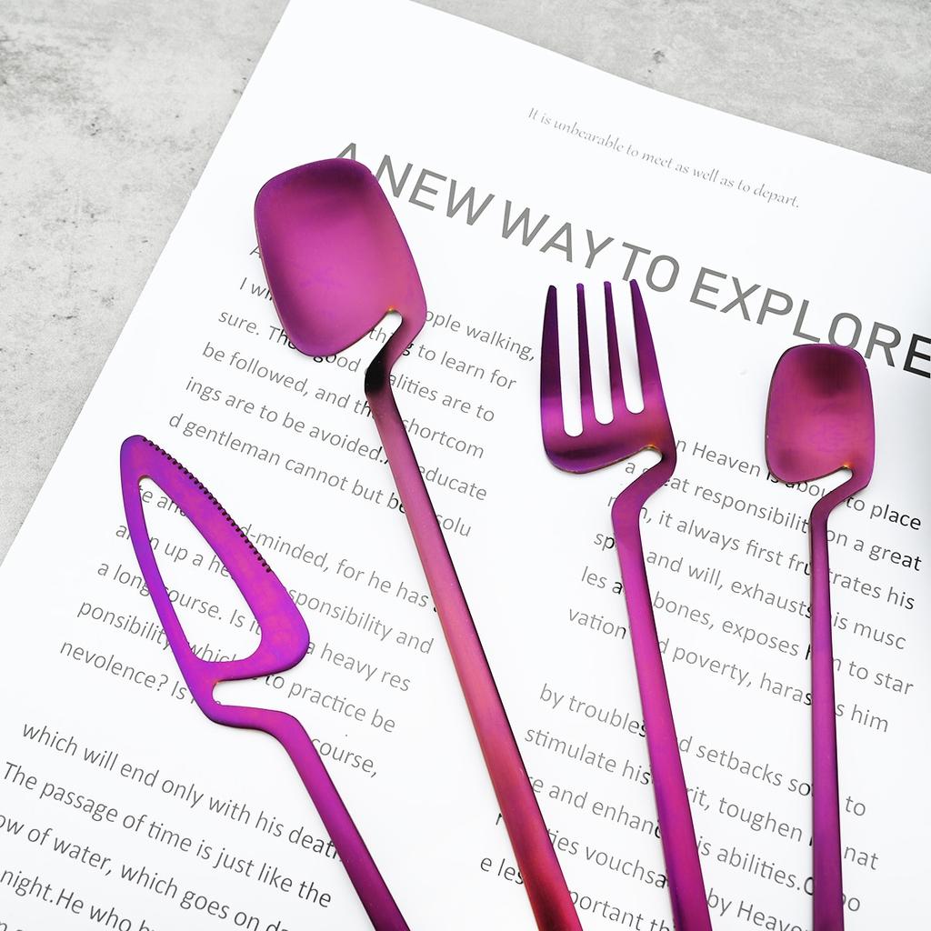 Western 16Pcs Knife Fork Spoon Dinnerware Set Matte 304 Stainless Steel Dinner Cutlery Set Party Kitchen Flatware Tableware