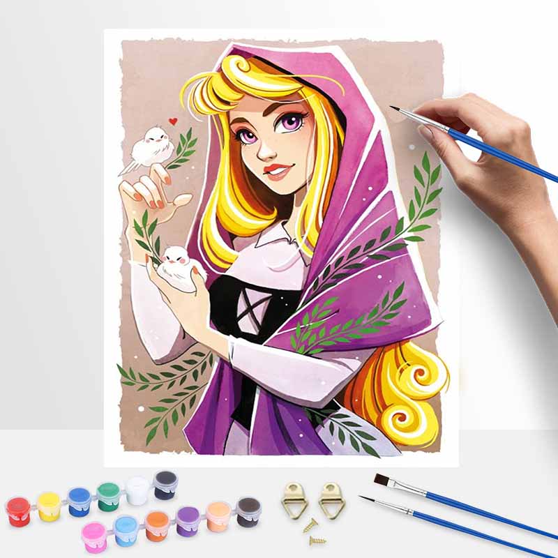 Disney Sleeping Beauty Princess Aurora oil painting art set handmade diy gift home decoration 20x30cm