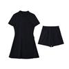 Costume deux pièces Pantalon Style Cheongsam Modifié Robe Noire Mode d'été Rétro Petite Robe Noire