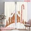 2pcs,2D Plane Printing Creative Curtains Gingerbread House Candy Cane Christmas_c Versatile 100% Polyester (without Rod) Home