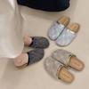 Full of diamonds, rhinestones, fishing nets, sandals for women to wear 2025 new summer breathable hollowed-out one-pedal bag head and half-tow Birkens