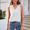Canottiera Estiva da Donna a Colore Unito con Lavorazione ad Uncinetto in Pizzo Intrecciato Top Sexy con Bordi in Pizzo a Maglia