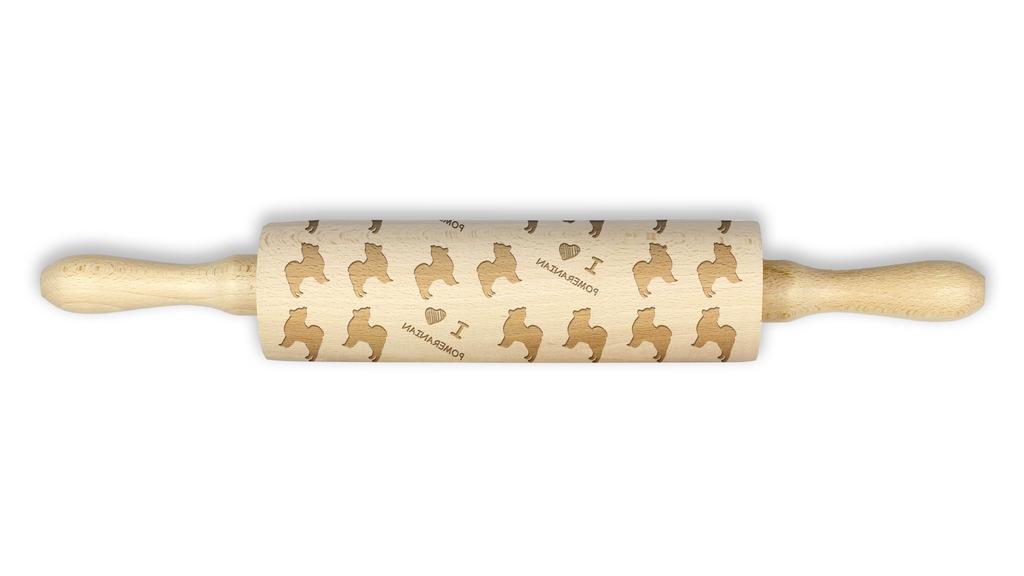 Pomeranian dog, Pom Dog, Dwarf Spitz – Rolling pin for dough with a dog, patterned rolling pin for ceramics | Art-Dog