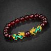 3D Color-Changing Pixiu Obsidian Bracelet with Six-Character Mantra & Temperature-Sensitive Vietnamese Gold