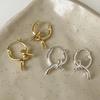 PONYKISS  Sterling Silver Minimalist Knot Geometric Hoop Earrings for Women Trendy Fine  Light Luxury Accessories