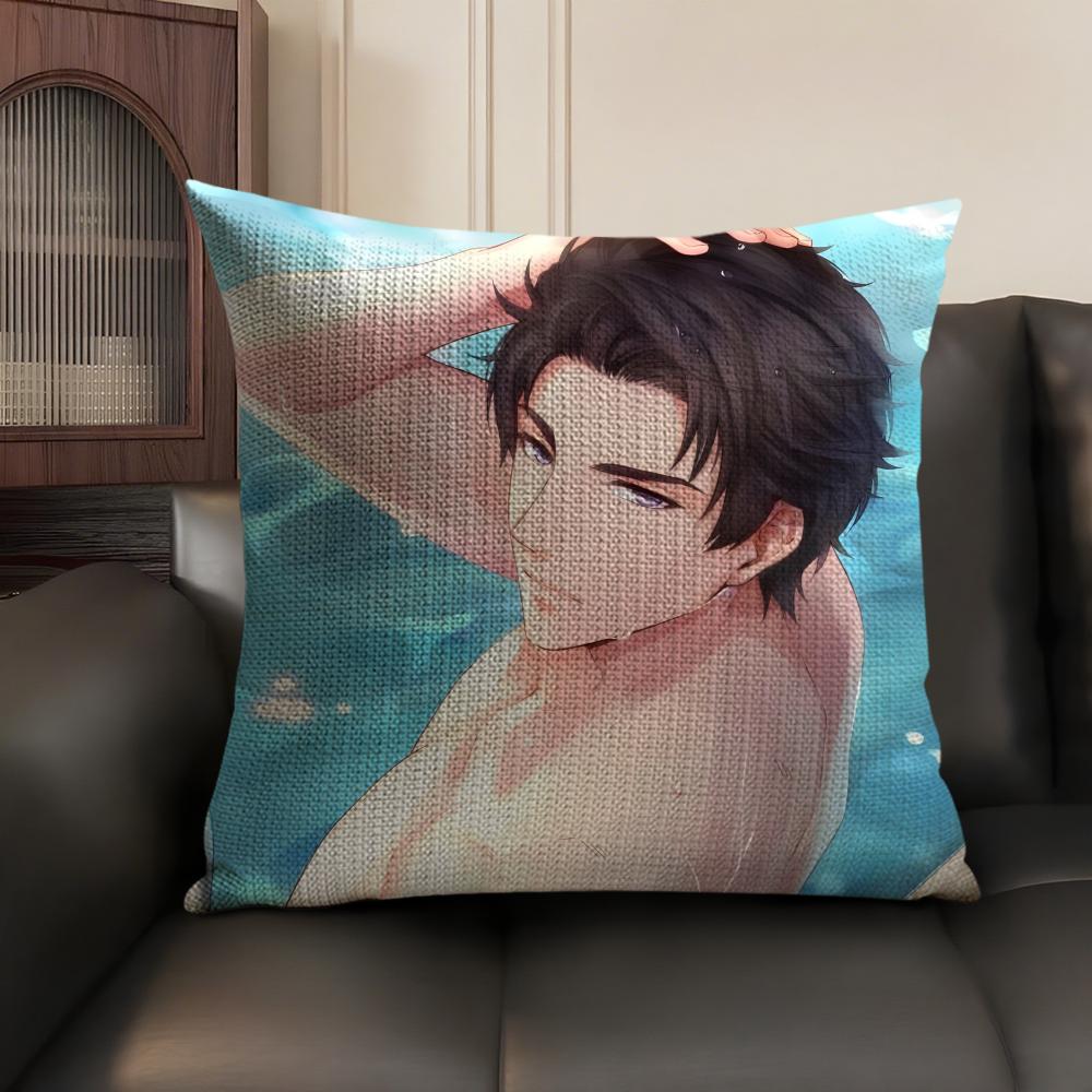 Mr Love Queen'S Coice Victor Cushion Cover Natural Linen Organic Fabric Double-Sided Printing Sofa Home Decor Gift Pillow Case