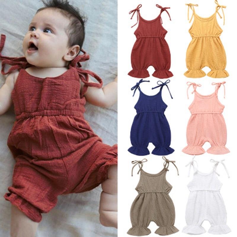 Toddler Infant Girls Ruffles Backcross Romper Bodysuit Outfits Playsuit Jumpsuit