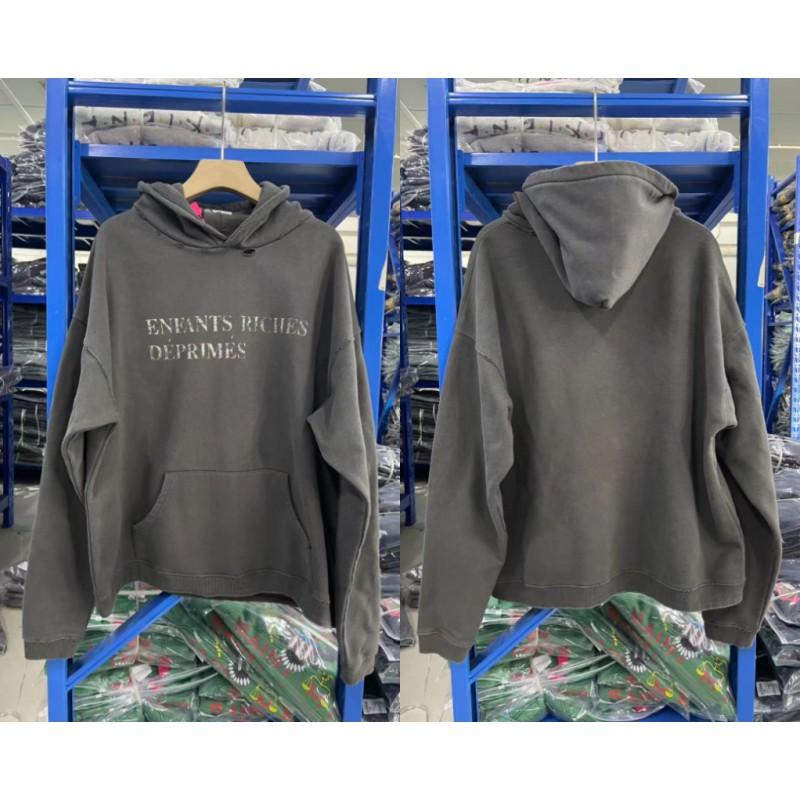 Vintage West Coast Hooded Zip-Up Sweatshirt With Sanskrit Script Print Relaxed Fit Cotton Pullover Men