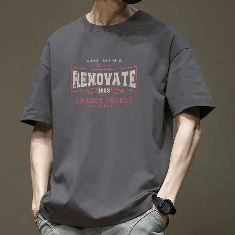 Men Short Sleeve Print Cotton T Shirt Summer Tops
